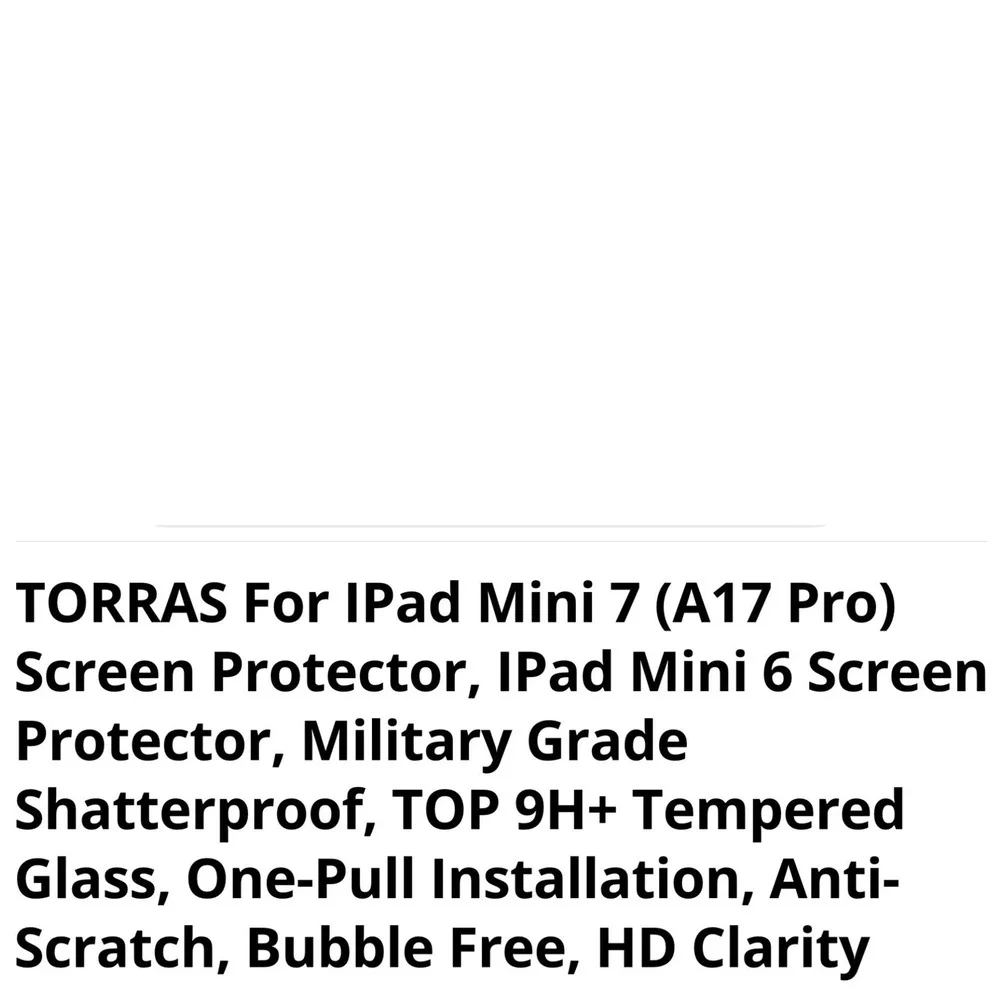 TORRAS iPad Mini 7 A17 Pro‎ Screen Protector 9H Tempered Glass iPad Mini 6 Clear